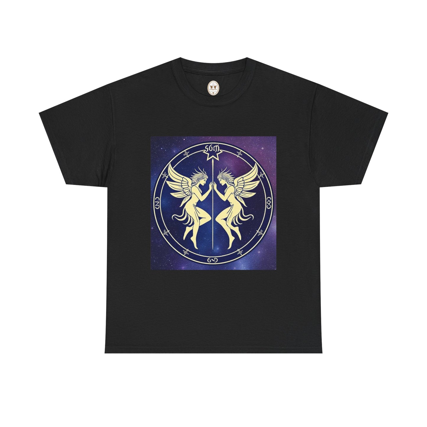 Unisex Heavy Cotton T-Shirt, Space Angel Twins, Gemini Zodiac Design