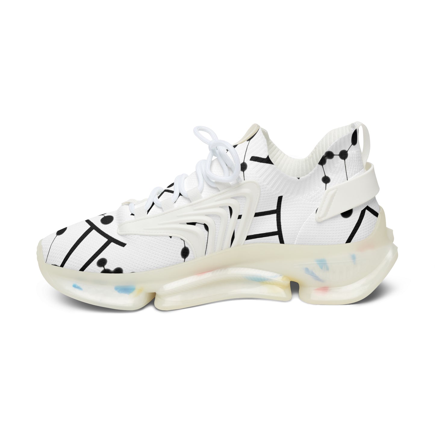 Women's Mesh Sneakers, Constellation & Symbol, Gemini Zodiac Sign, AOP