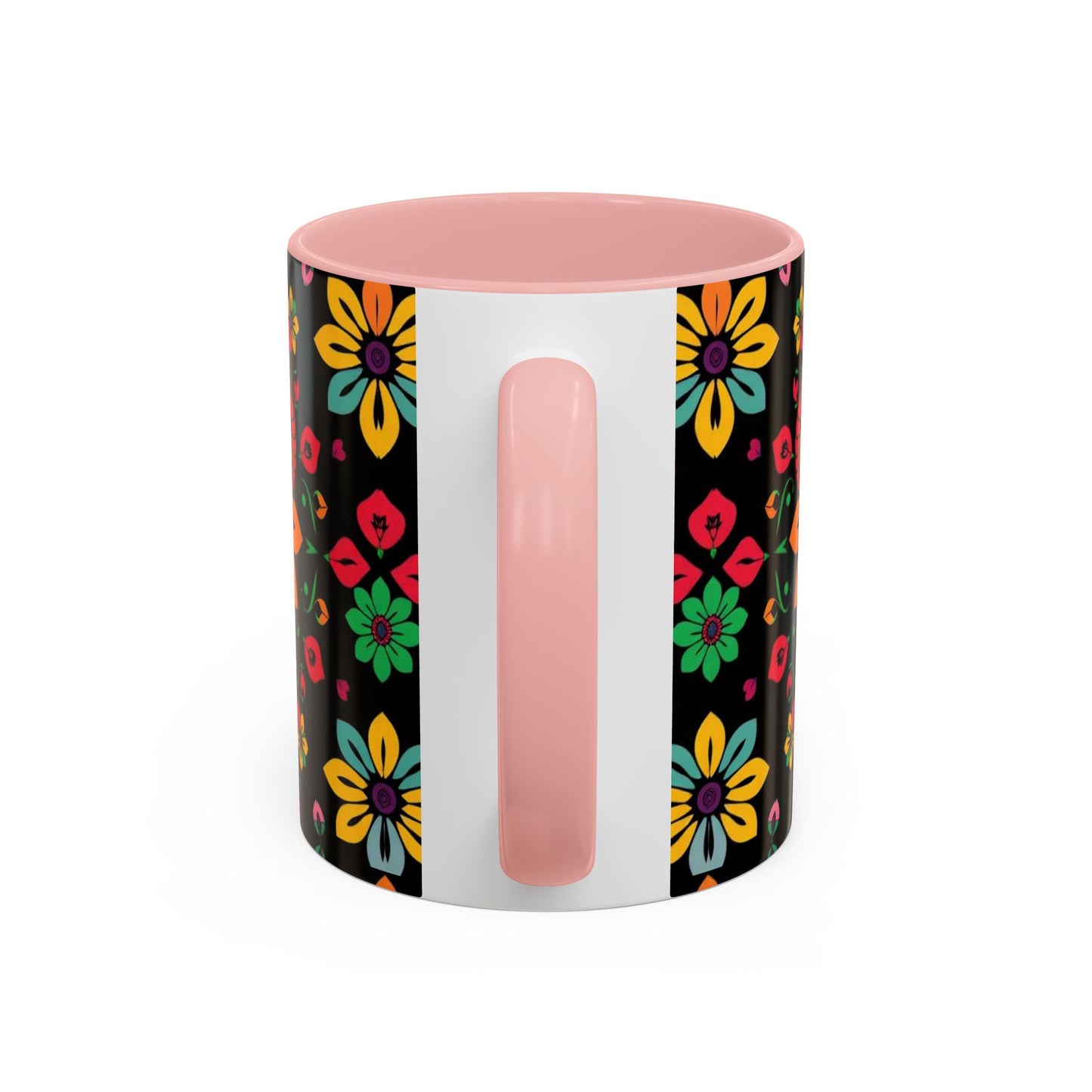 Accent Coffee Mug, Aries, Zodiac v3, Flower Pattern, (11, 15oz)