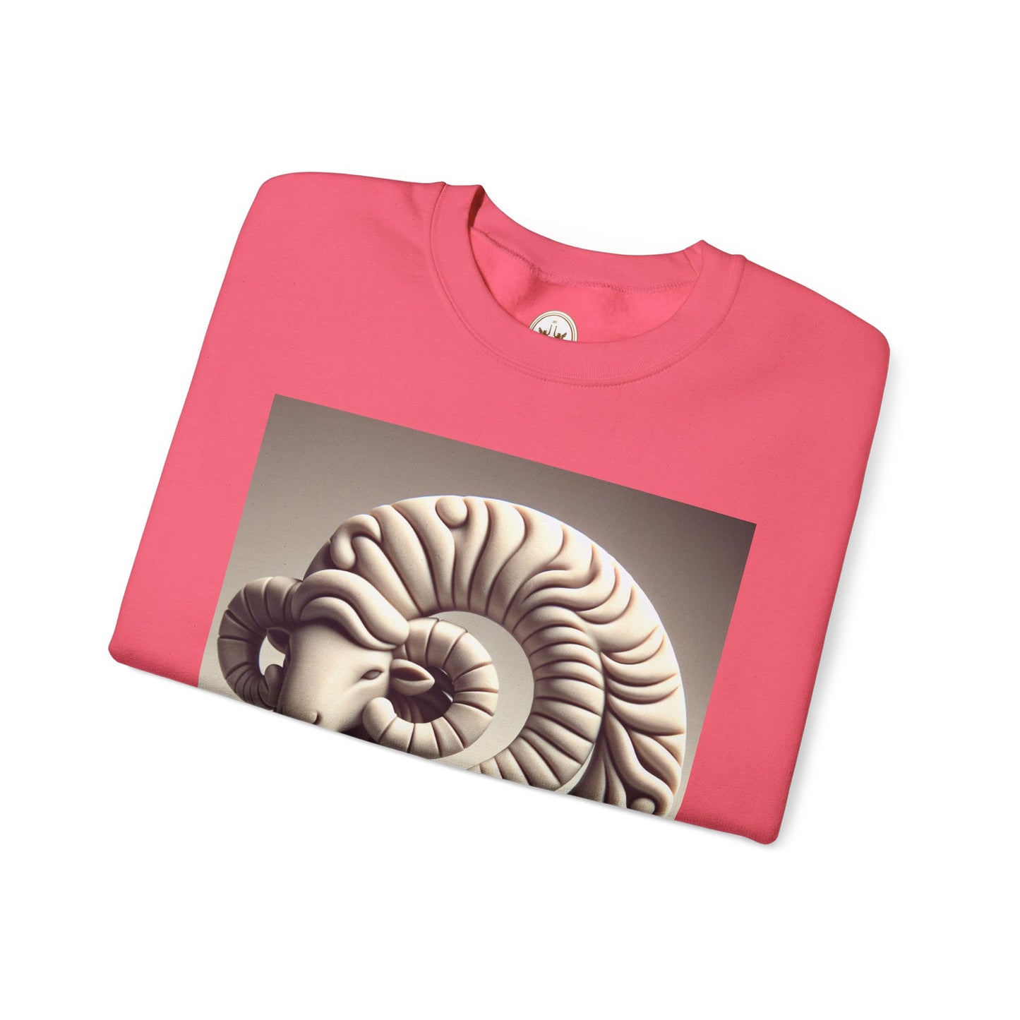 Unisex Heavy Blend™ Crewneck Sweatshirt, Round Statue, Aries Zodiac Design