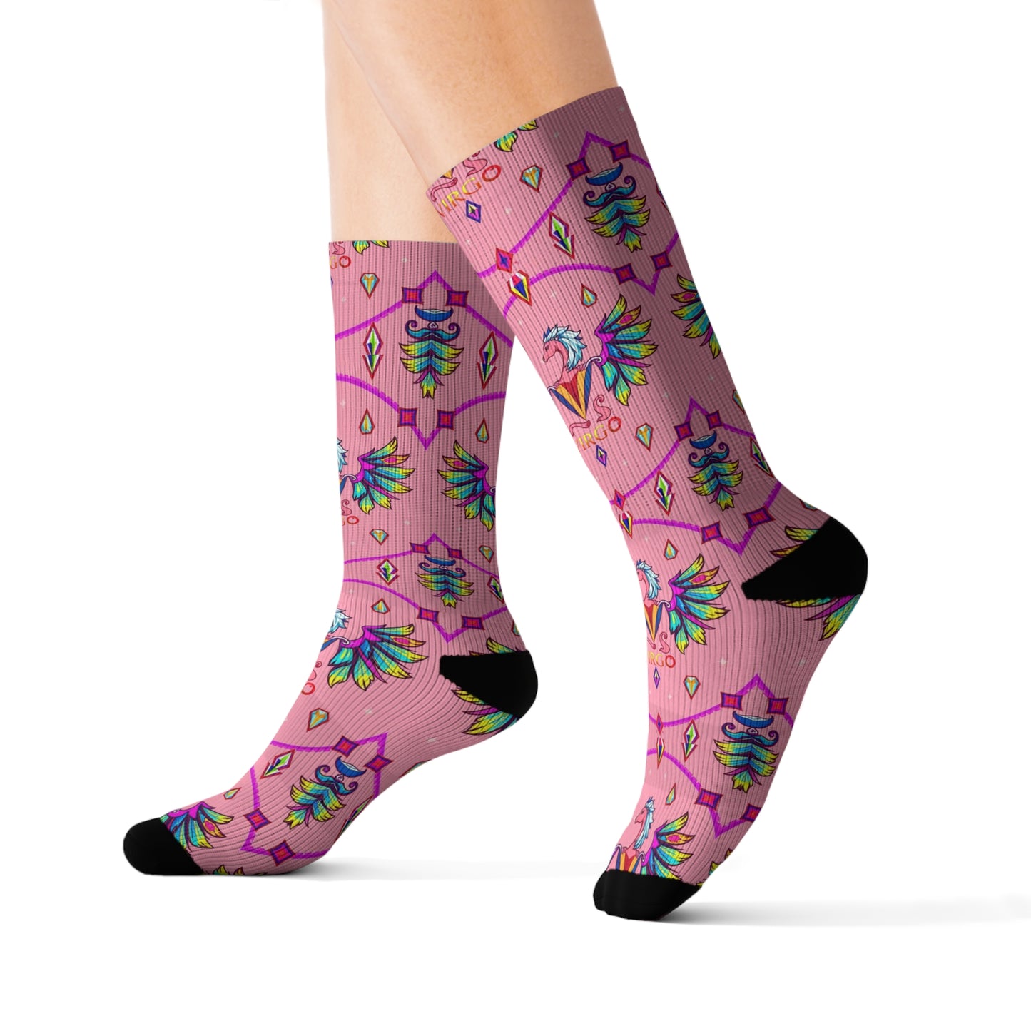 Sublimation Socks, Virgo, Zodiac v2, Jewel Pattern