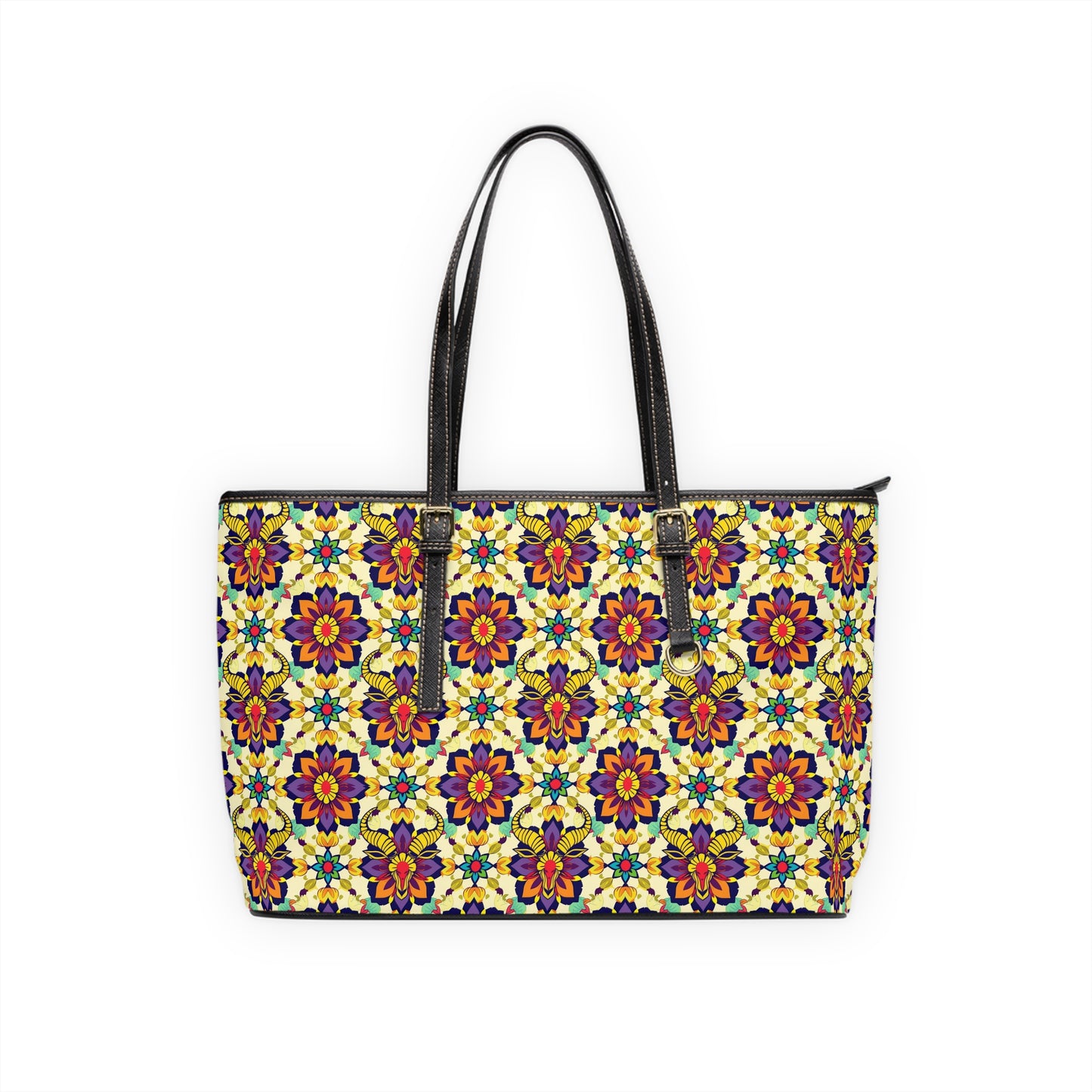 Leather Shoulder Bag, Taurus, Zodiac v2, Flower Pattern