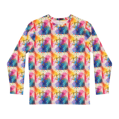 Men's Long Sleeve Shirt, (AOP), Libra, Zodiac v3, Pattern