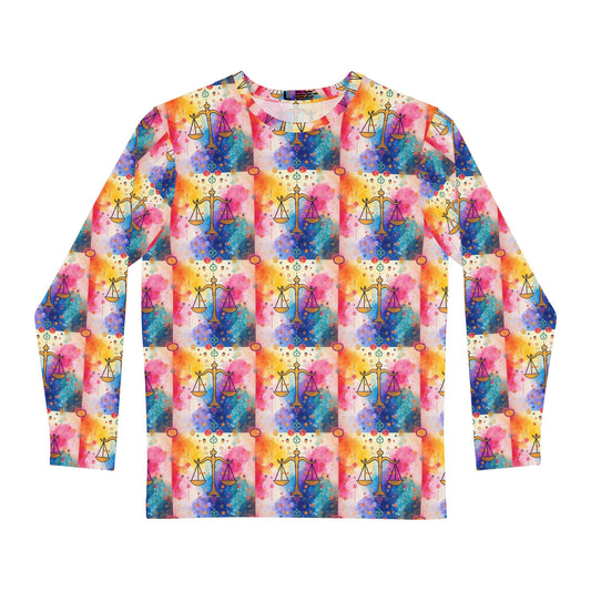 Men's Long Sleeve Shirt, (AOP), Libra, Zodiac v3, Pattern