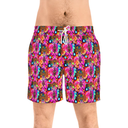 Men's Mid-Length Swim Shorts, (AOP), Scorpio, Zodiac v2, Bubble Pattern