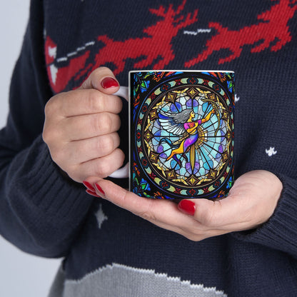 Ceramic Mug, (11oz, 15oz), Ceramic Coffee Mug, AOP, Glass Design v1, Sagittarius Zodiac