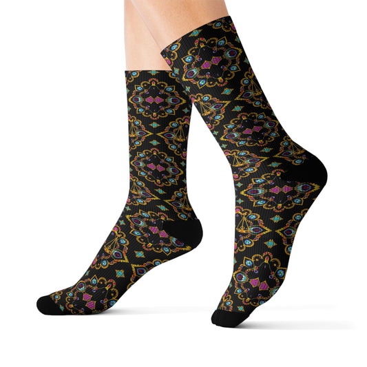 Sublimation Socks, Libra, Zodiac v3, Jewel Pattern