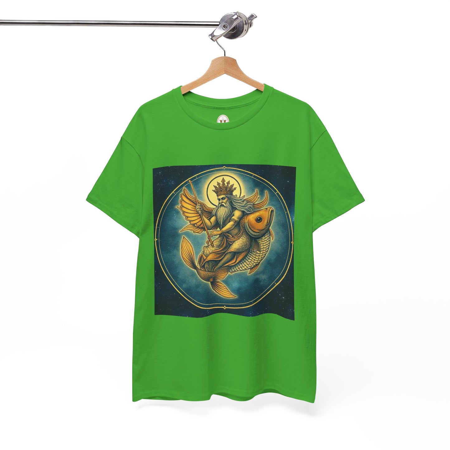 Unisex Heavy Cotton T-Shirt, Pisces King v1, Zodiac Design