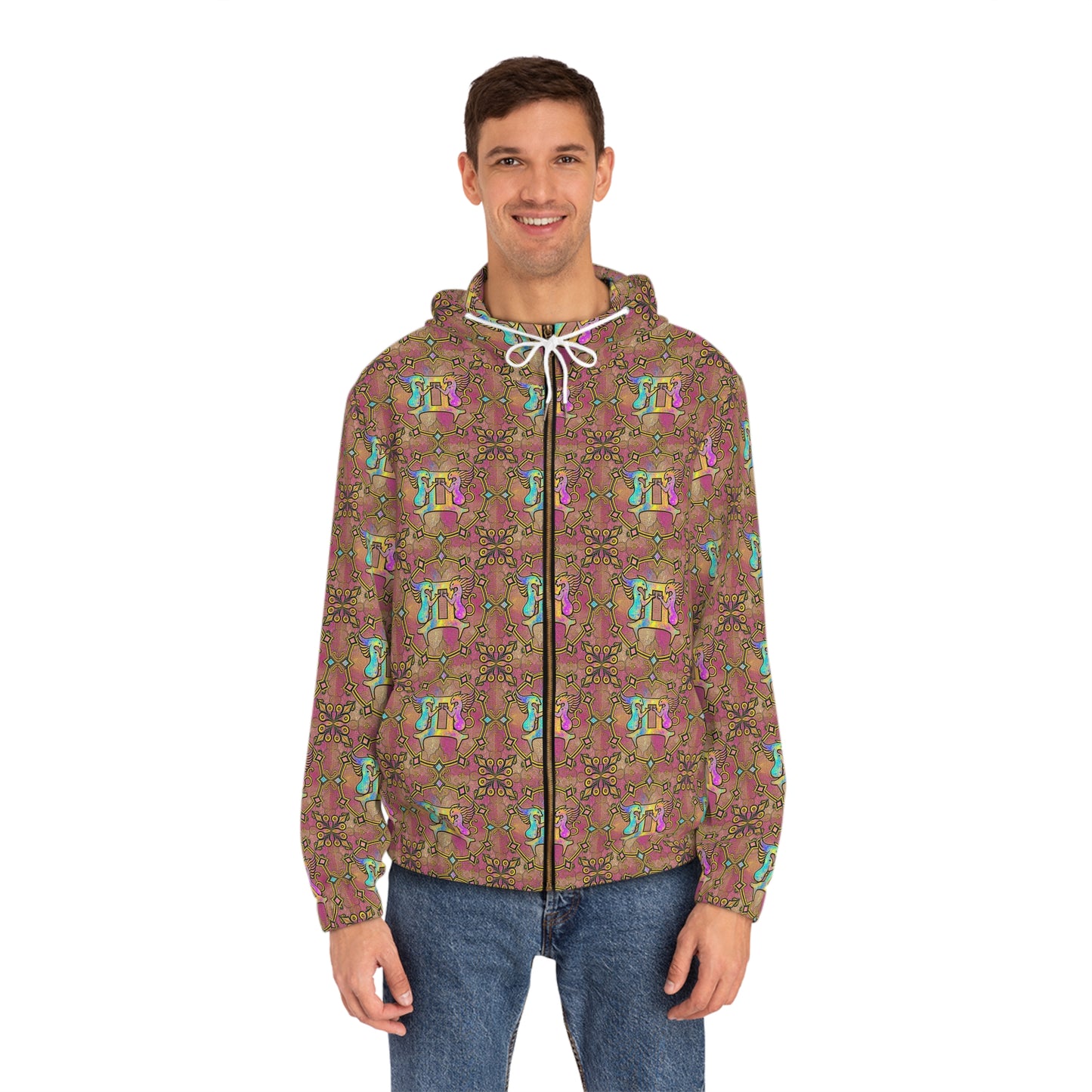 Full-Zip Hoodie (AOP), Gemini, Zodiac, Pattern