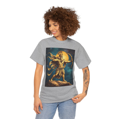 Unisex Heavy Cotton T-Shirt, Midnight Arrow, Sagittarius Zodiac Design