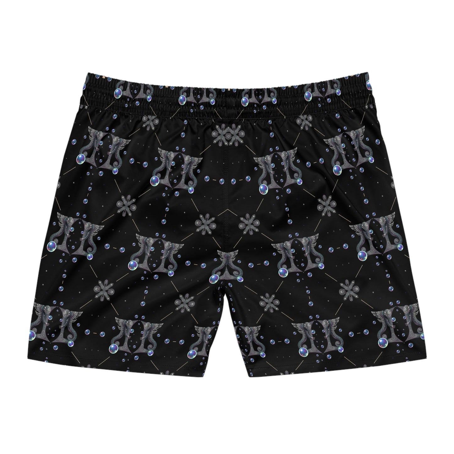 Men's Mid-Length Swim Shorts, (AOP), Gemini, Zodiac v3, Bubble Pattern