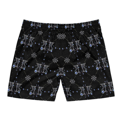 Men's Mid-Length Swim Shorts, (AOP), Gemini, Zodiac v3, Bubble Pattern