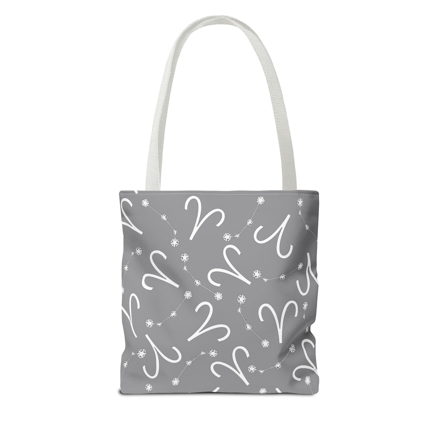 Tote Bag, Aries Zodiac Sign, AOP, (Grey, White)