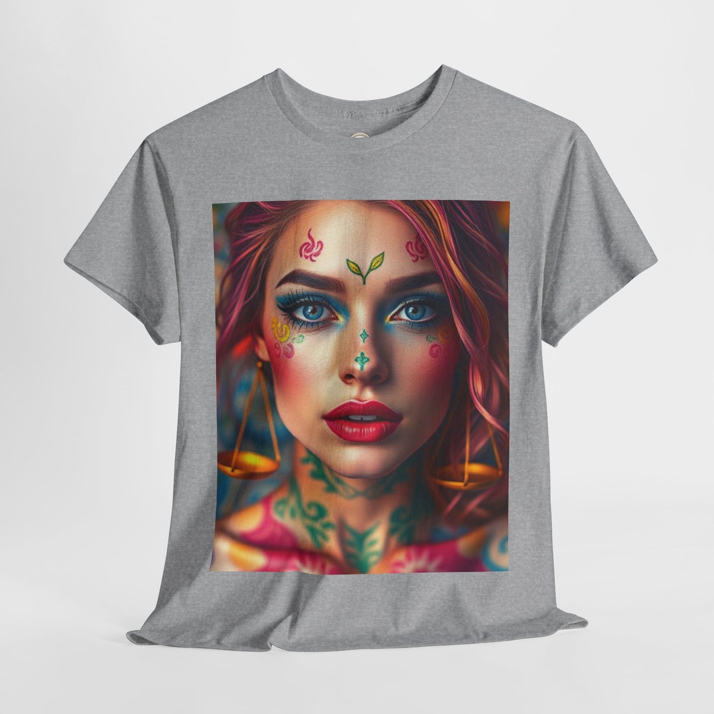 Unisex Heavy Cotton T-Shirt, Libra, Zodiac v1, Sexy Art