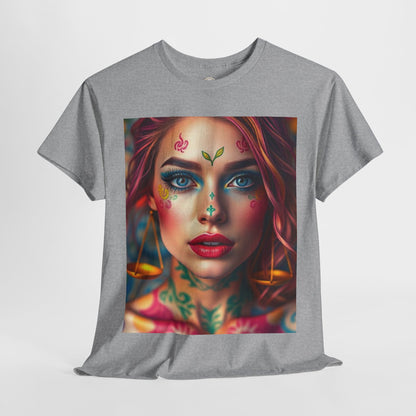 Unisex Heavy Cotton T-Shirt, Libra, Zodiac v1, Sexy Art