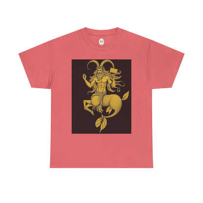 Unisex Heavy Cotton T-Shirt, Capricorn God, Zodiac Design