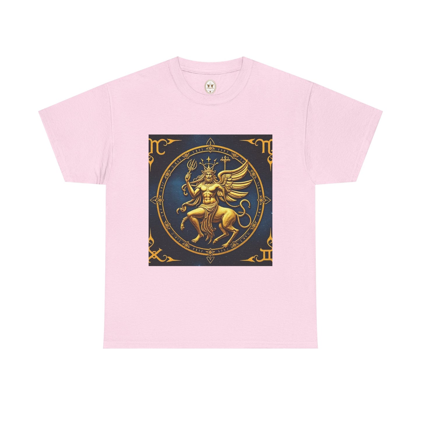 Unisex Heavy Cotton T-Shirt, Gold Angel, Symbol, Virgo Zodiac Design