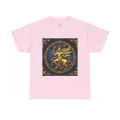 Unisex Heavy Cotton T-Shirt, Gold Angel, Symbol, Virgo Zodiac Design