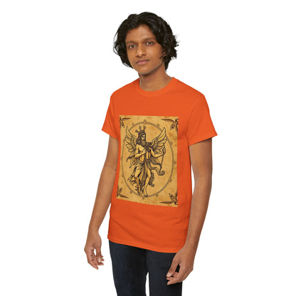 Unisex Heavy Cotton T-Shirt, Pencil Art v1, Gemini Zodiac Design