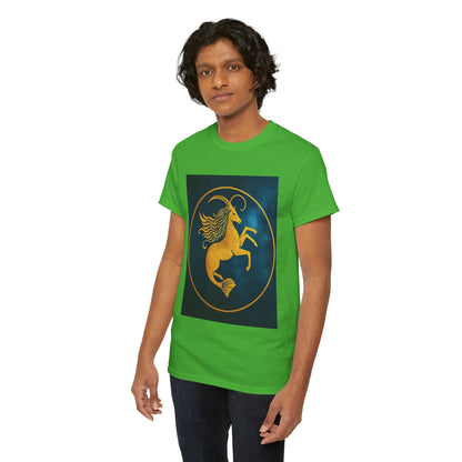 Unisex Heavy Cotton T-Shirt, Capricorn Animal v3, Symbol, Zodiac Design