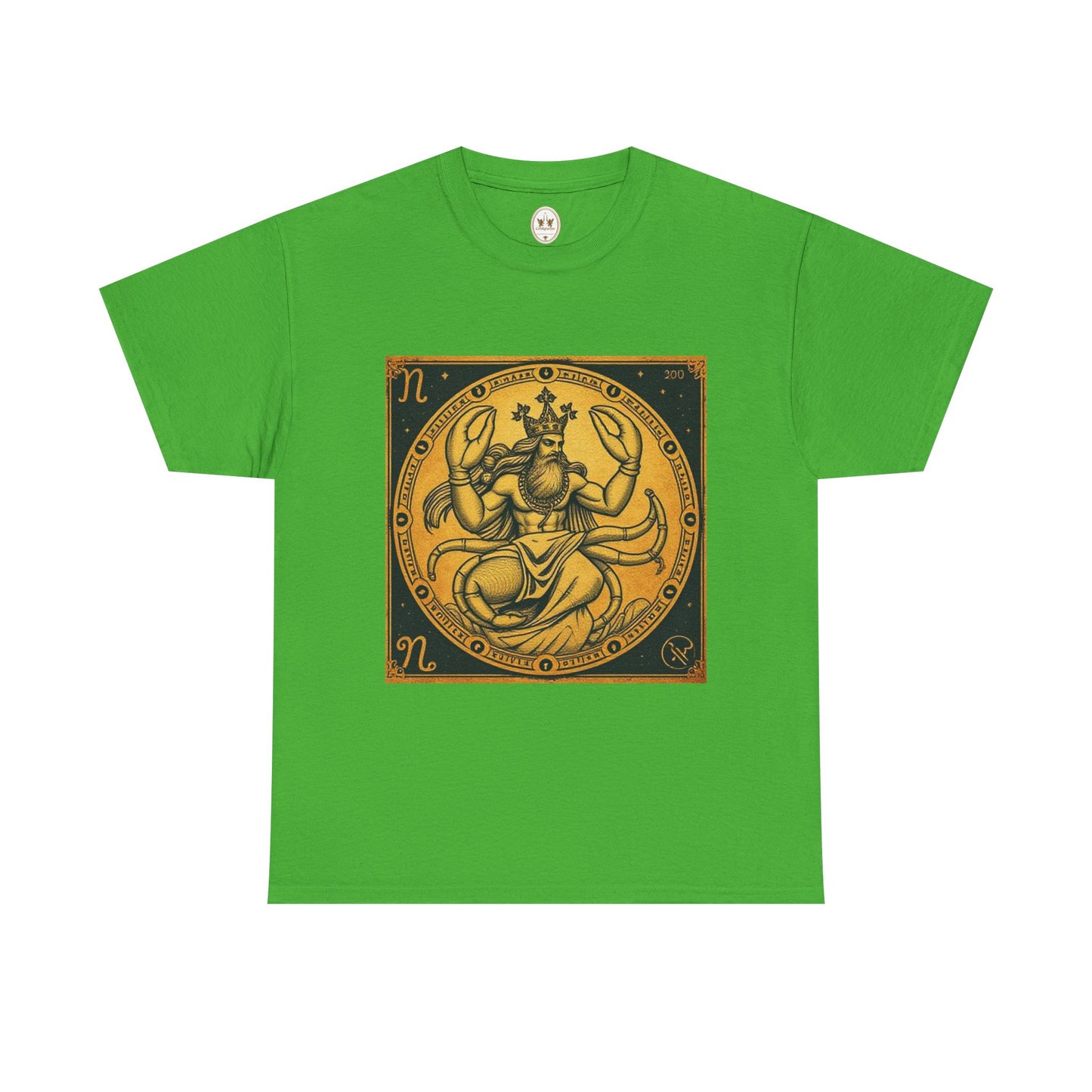 Unisex Heavy Cotton T-Shirt, Crab King v1, Cancer Zodiac Design