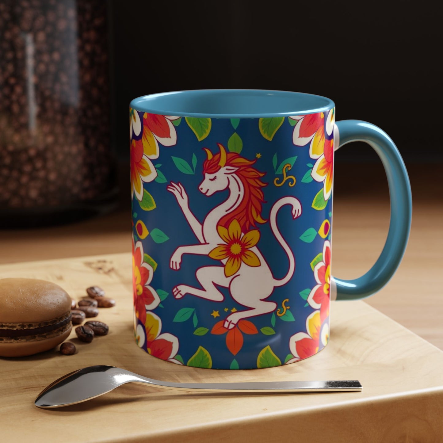 Accent Coffee Mug, Virgo, Zodiac v3. Flower Pattern, (11, 15oz)