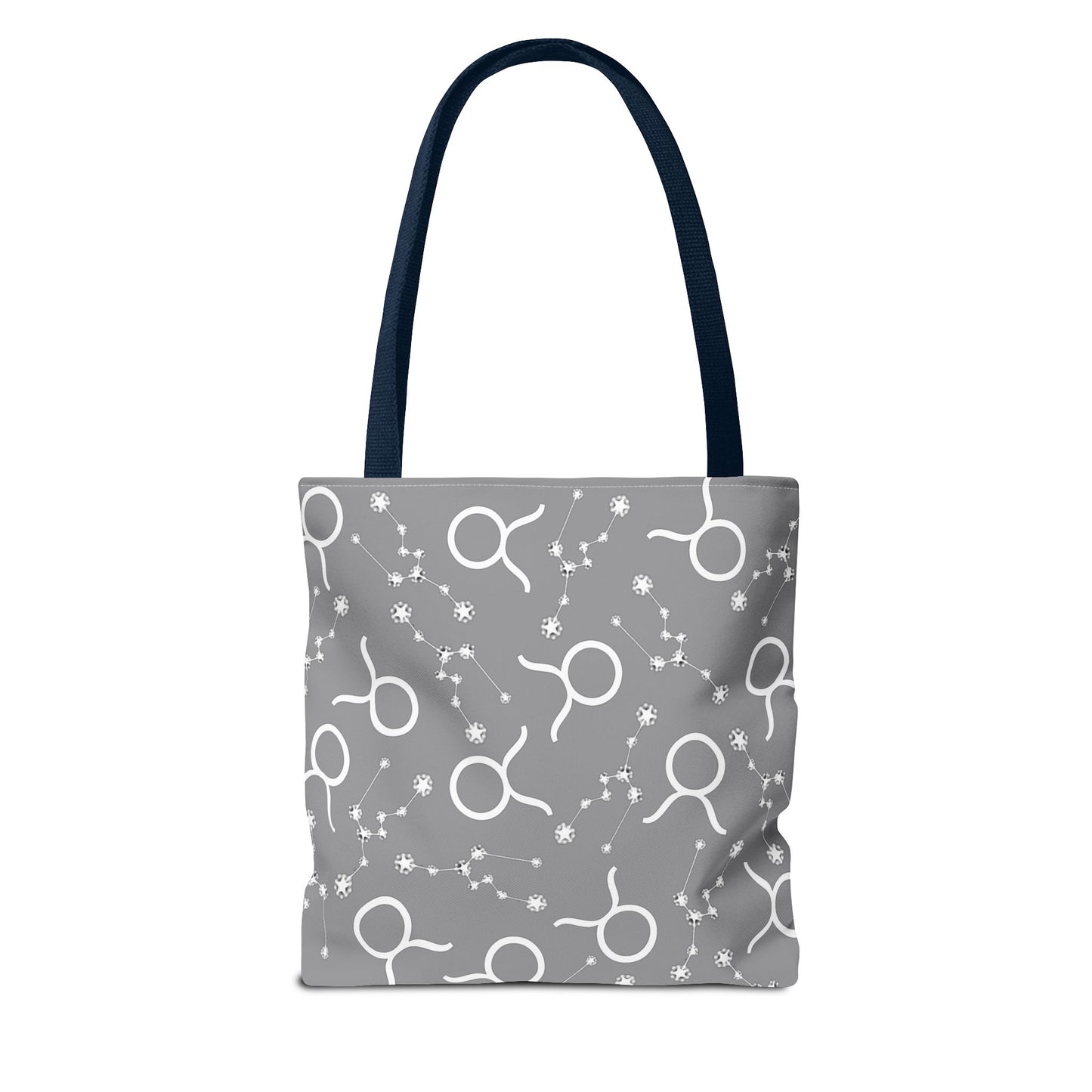 Tote Bag, Taurus Zodiac Sign, AOP, (Grey, White)