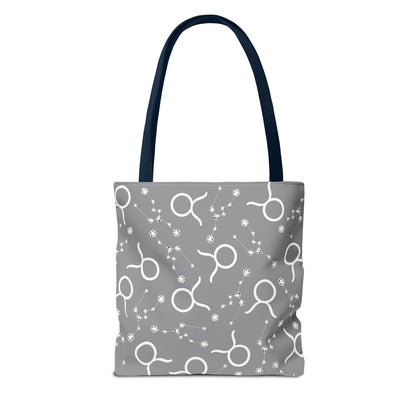 Tote Bag, Taurus Zodiac Sign, AOP, (Grey, White)