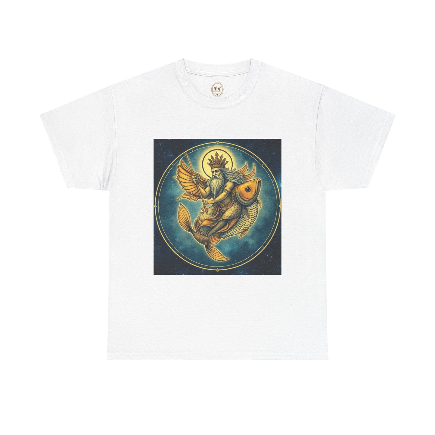 Unisex Heavy Cotton T-Shirt, Pisces King v1, Zodiac Design