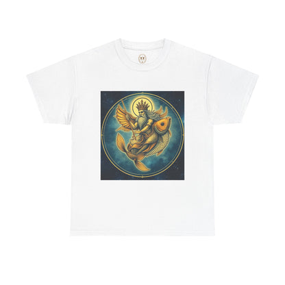 Unisex Heavy Cotton T-Shirt, Pisces King v1, Zodiac Design