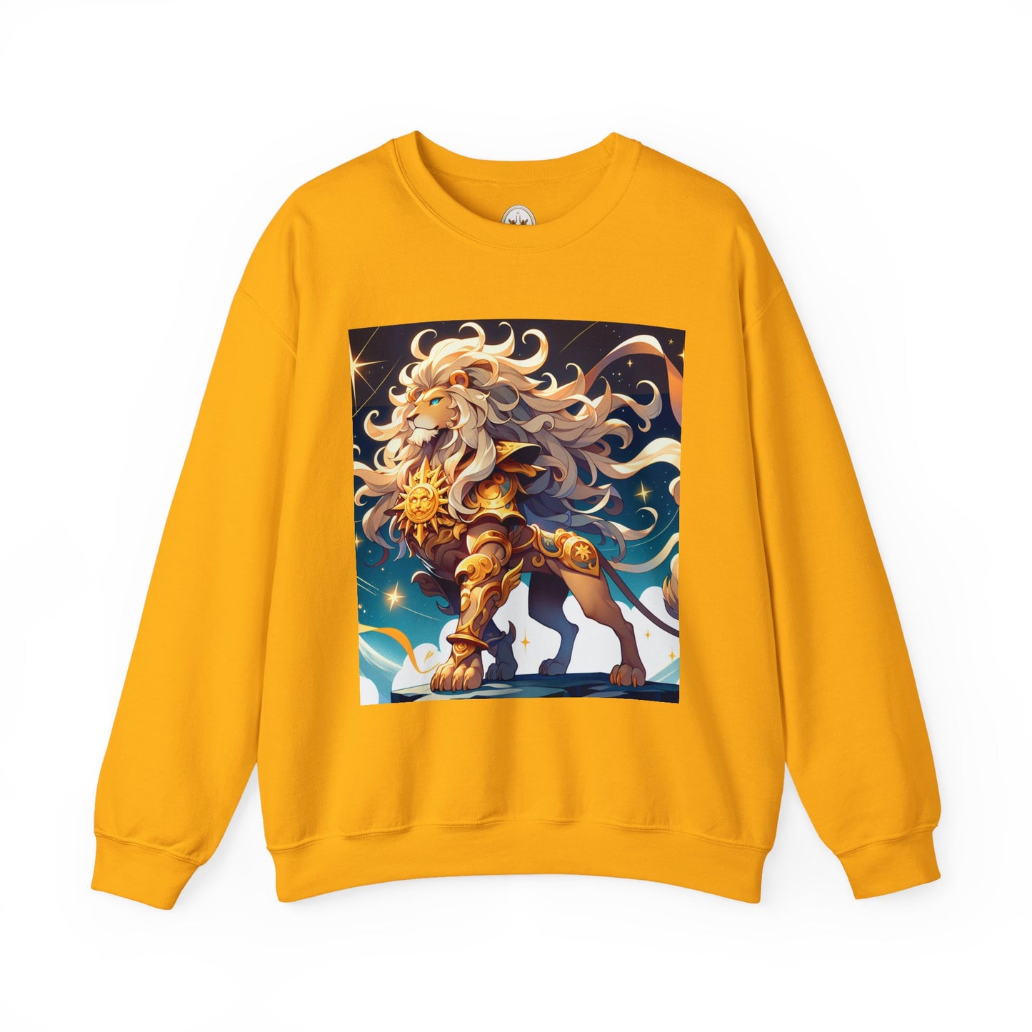 Unisex Heavy Blend™ Crewneck Sweatshirt,Cool Lion with White Hair, Leo Zodiac Design