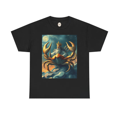 Unisex Heavy Cotton T-Shirt, Crustacean King v1, Cancer Zodiac Design
