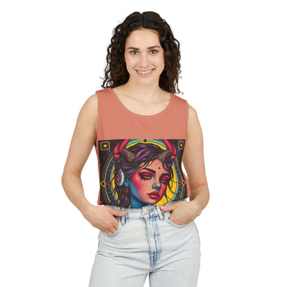 Unisex Garment-Dyed, Tank Top, Scorpio Design, Pop Art, 100% US cotton