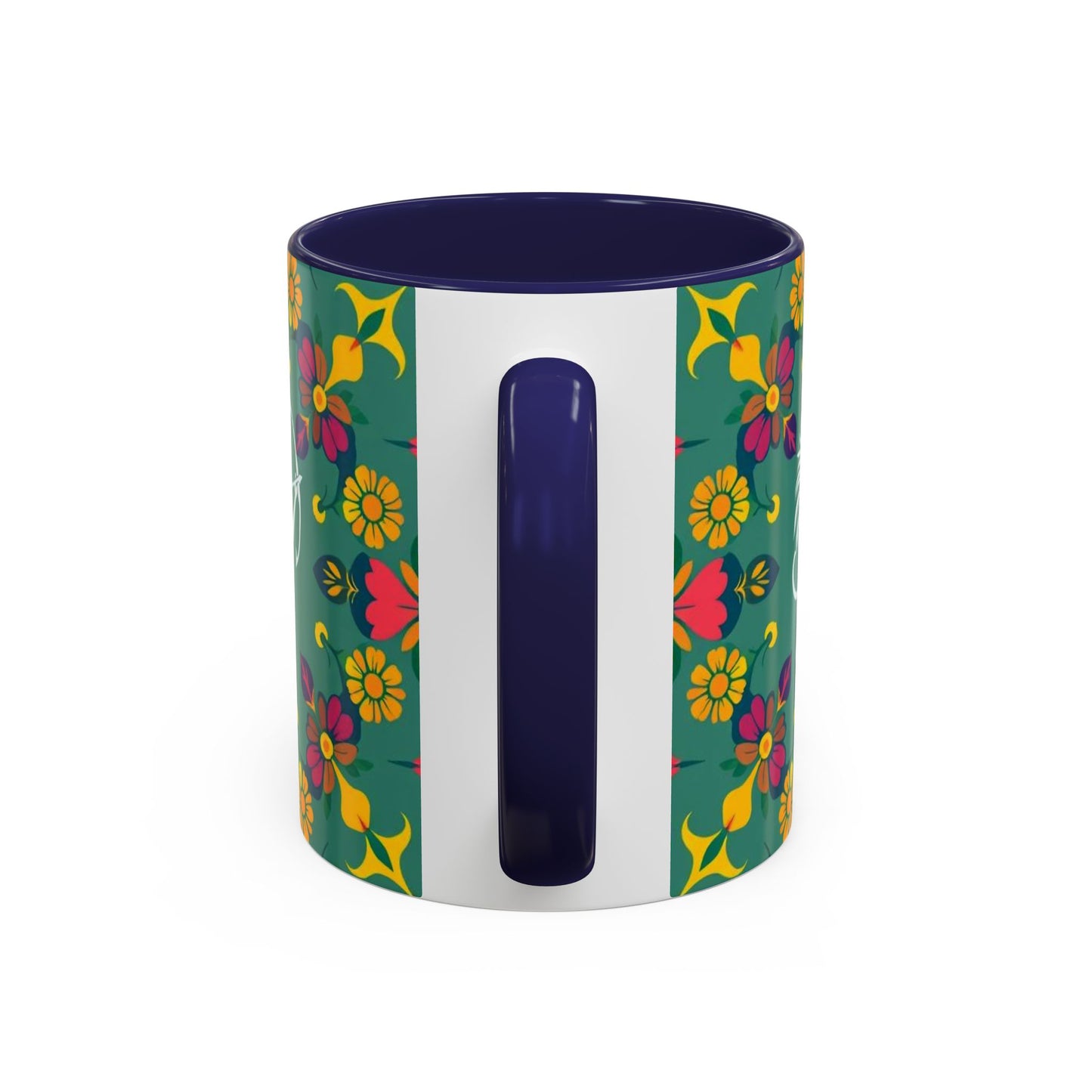Accent Coffee Mug, Sagittarius, Zodiac. Flower Pattern, (11, 15oz)