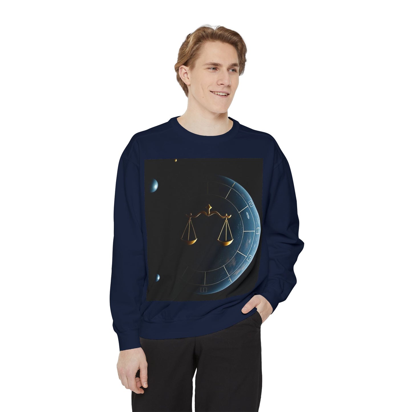 Garment-Dyed Sweatshirt, Unisex, Space Animal Design v1, Libra