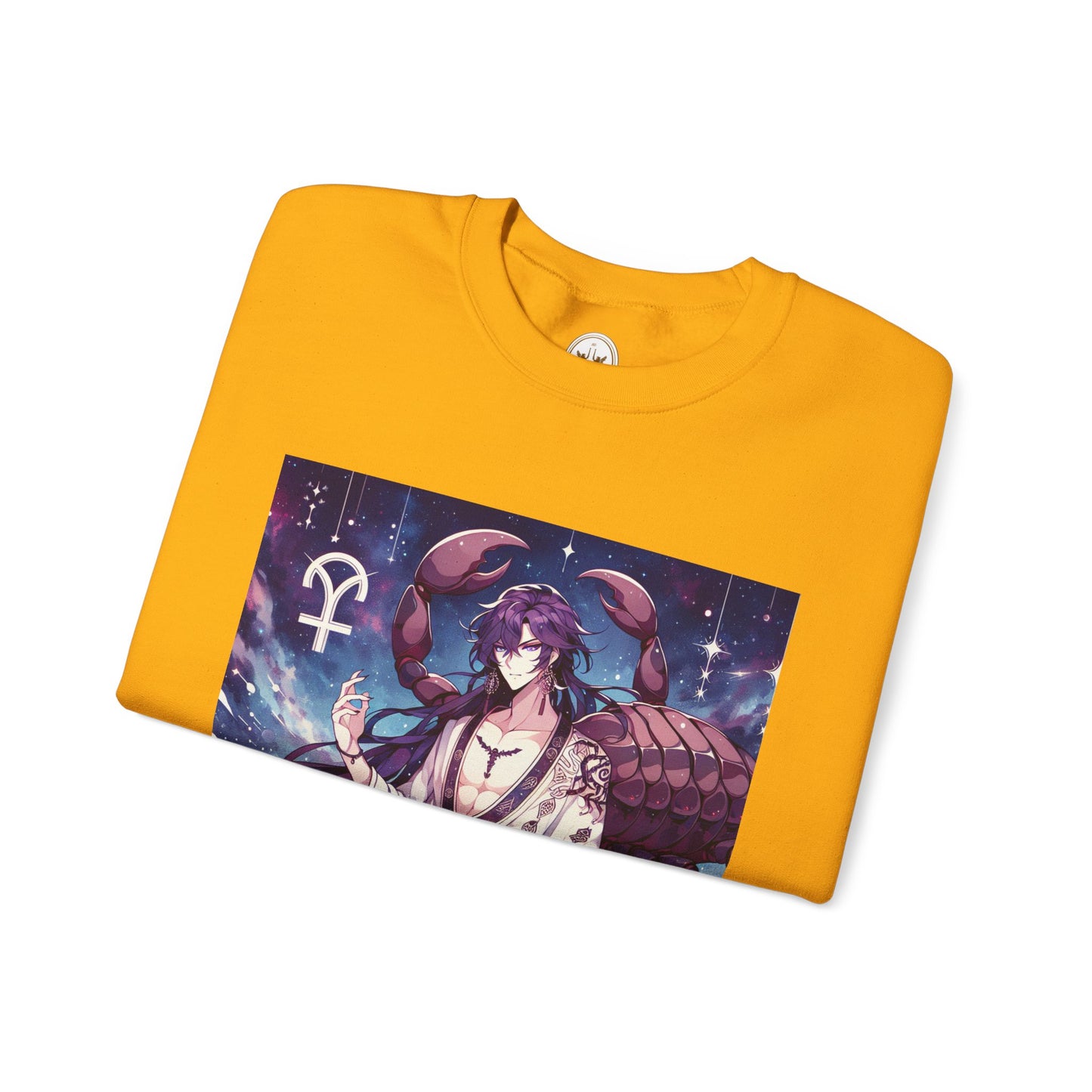 Unisex Heavy Blend™ Crewneck Sweatshirt, Scorpio Zodiac Design, purple scorpion anime