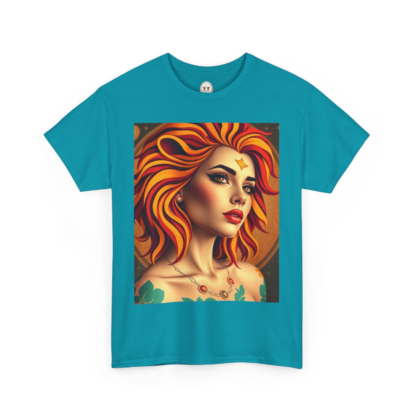 Unisex Heavy Cotton T-Shirt, Leo, Zodiac v3, Sexy Art