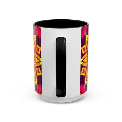 Accent Coffee Mug, Scorpio, Zodiac v1. Flower Pattern, (11, 15oz)