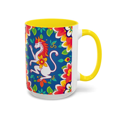 Accent Coffee Mug, Virgo, Zodiac v3. Flower Pattern, (11, 15oz)