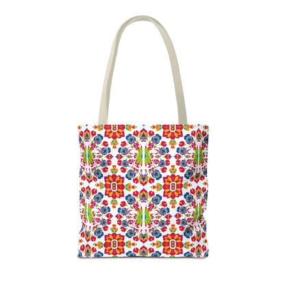 Tote Bag, (AOP), Libra, Zodiac v5, Flower Pattern