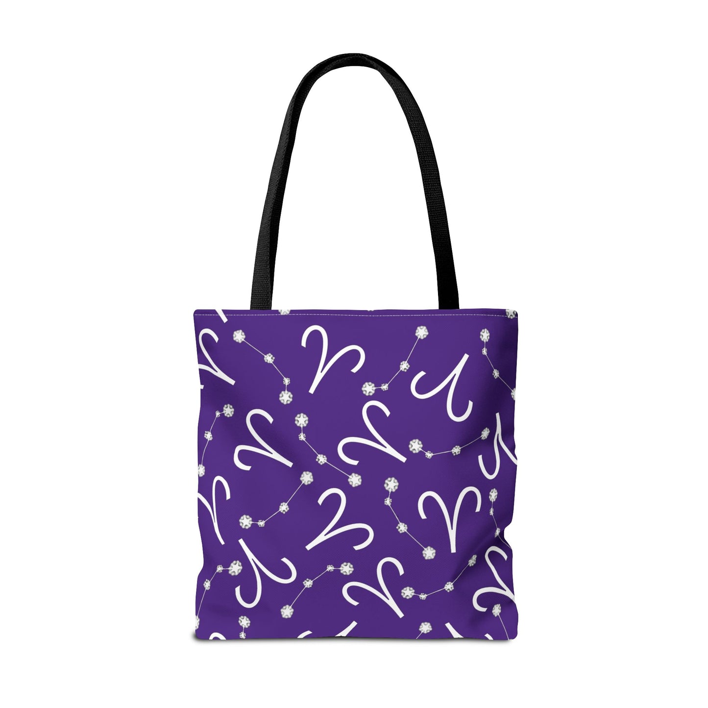 Tote Bag, Aries Zodiac Sign, AOP, (Purple, White)