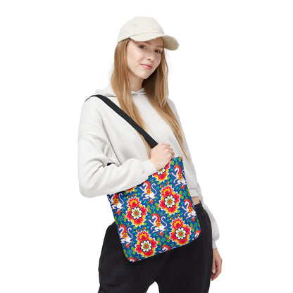 Tote Bag, (AOP), Virgo, Zodiac v2, Flower Pattern