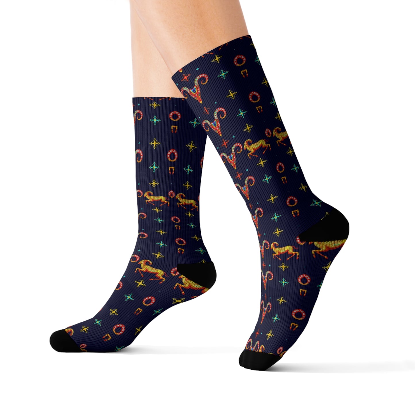 Sublimation Socks, Aries, Zodiac, Jewel Pattern