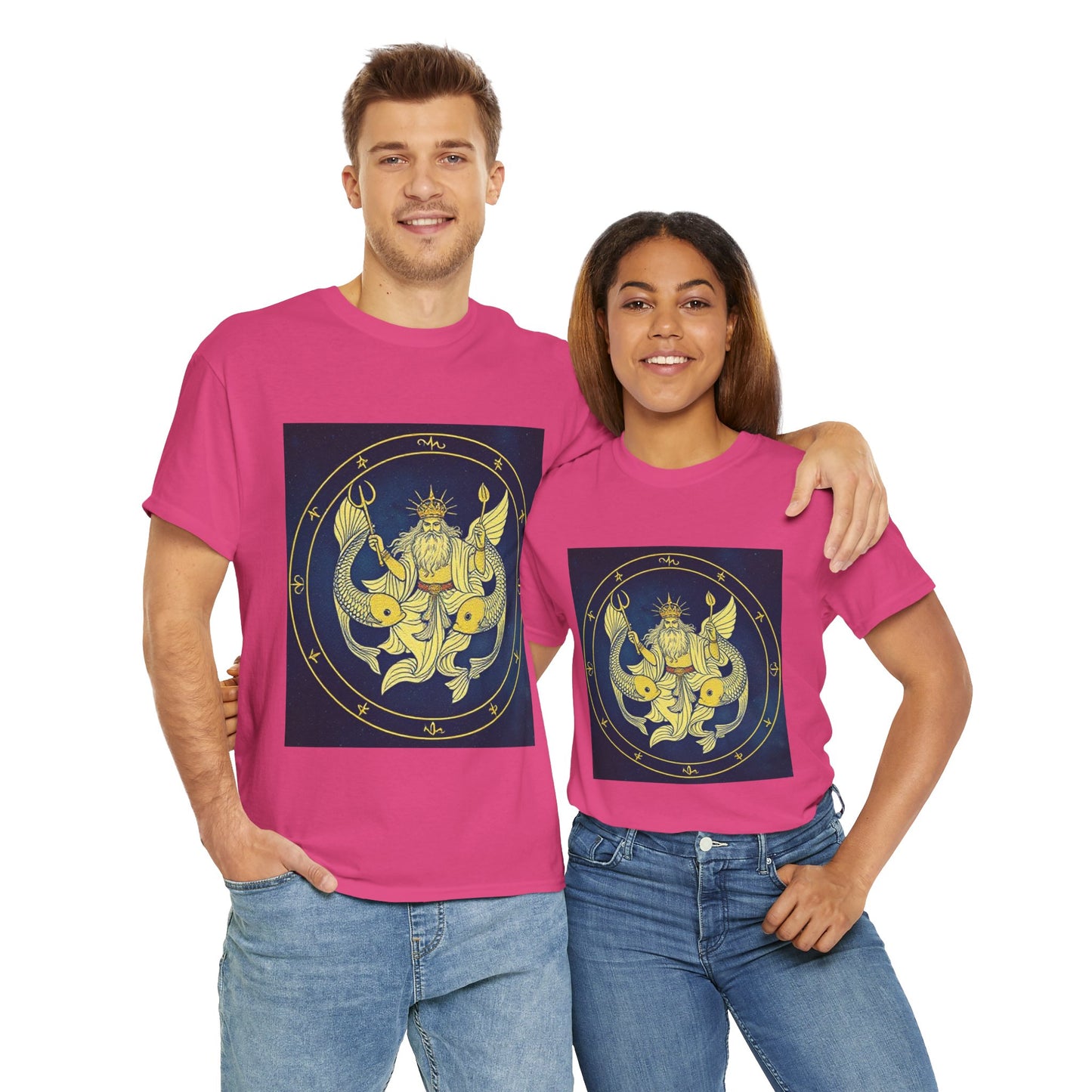 Unisex Heavy Cotton T-Shirt, King of Pisces, Zodiac Design