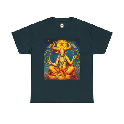 Unisex Heavy Cotton T-Shirt, Meditating Bull, Taurus Zodiac Design
