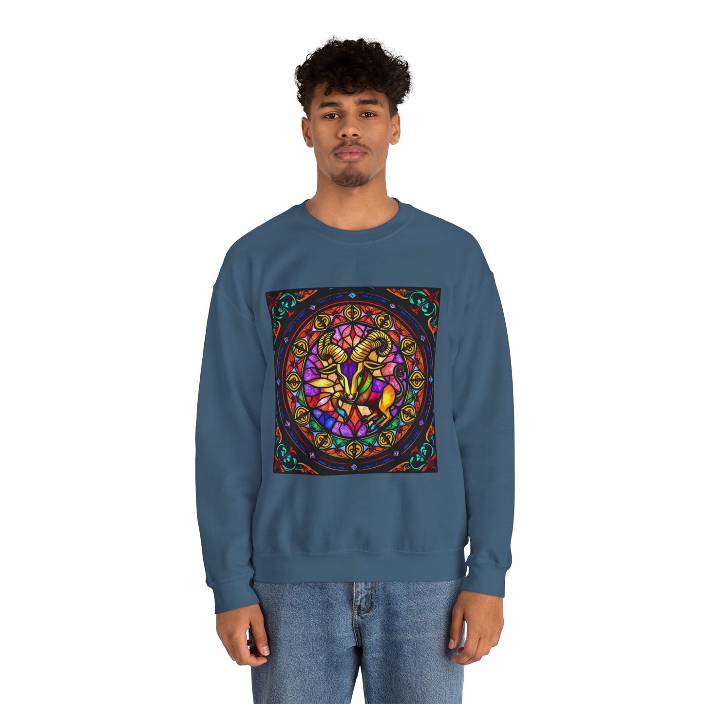 Unisex Heavy Blend™ Crewneck Sweatshirt, Glass 1, Taurus Zodiac Design
