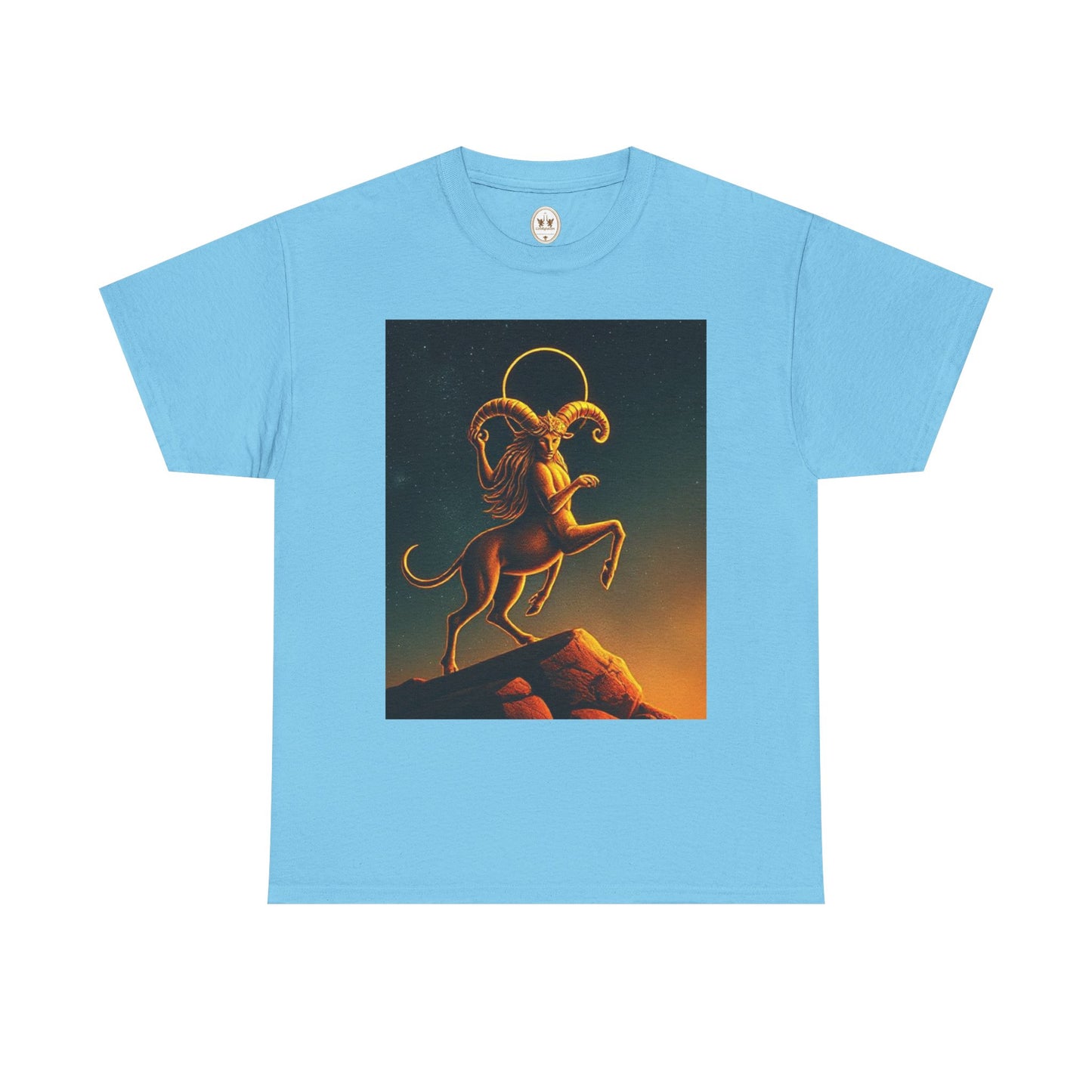 Unisex Heavy Cotton T-Shirt, Mountain Top 1v, Aries Zodiac Design