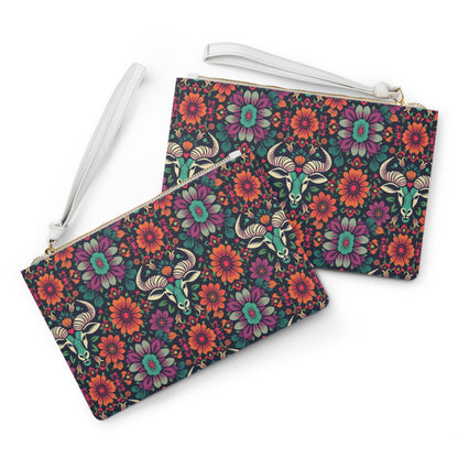 Clutch Bag, Taurus, Zodiac v2, Flower Pattern