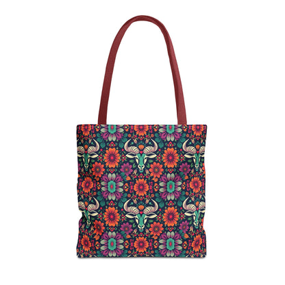 Tote Bag, (AOP), Taurus, Zodiac, Flower Pattern