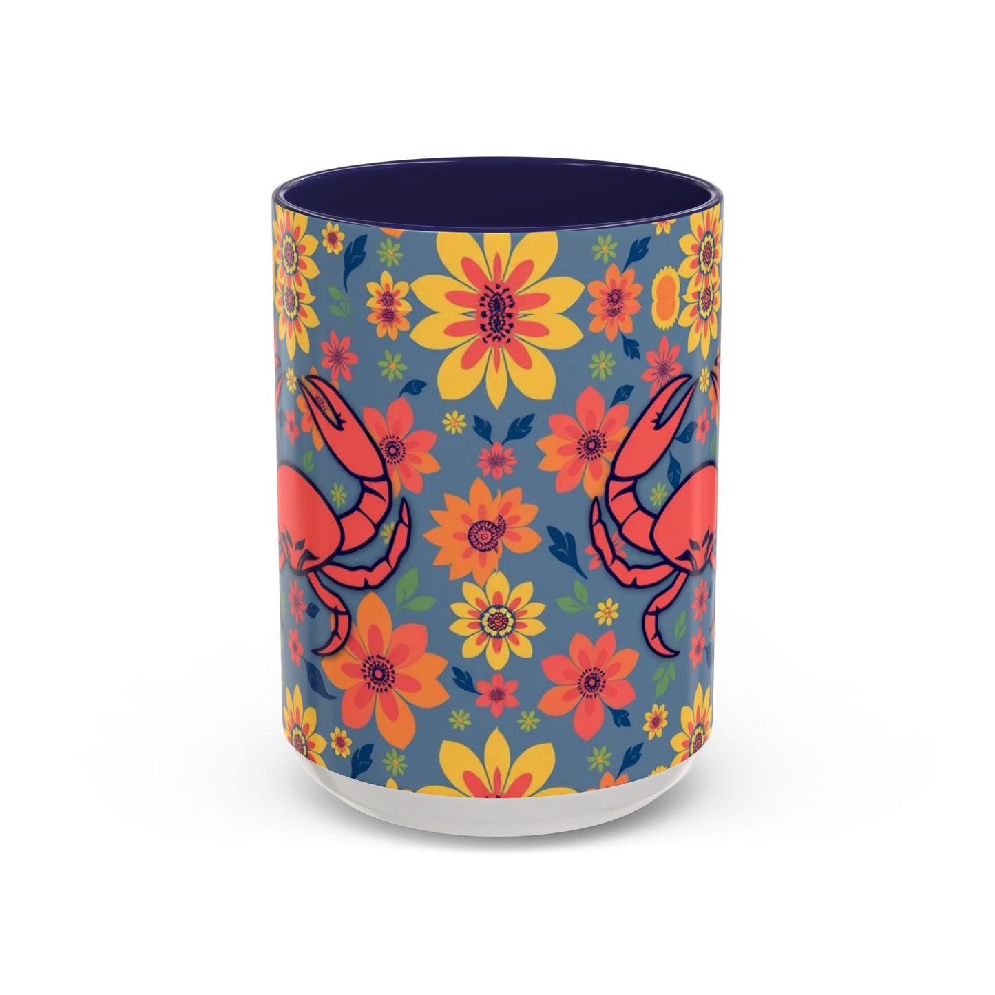 Accent Coffee Mug, Cancer, Zodiac v1, Flower Pattern, (11, 15oz)